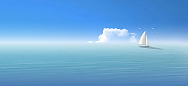 清新白色天空banner背景素材