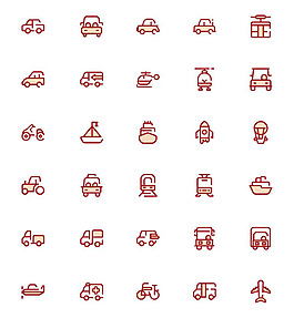 30枚迷你運(yùn)輸工具圖標(biāo)sketch素材
