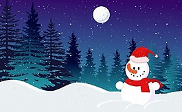 戶外雪人矢量素材