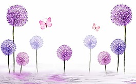 紫色立體蒲公英背景