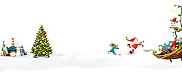 手绘圣诞节雪橇元素
