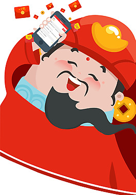 手繪財神紅包元素