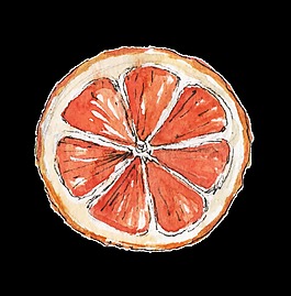 手绘橘子片png透明素材