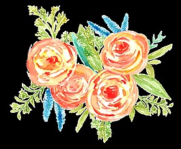 油彩花叢透明素材
