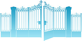 手繪藍(lán)色大門元素