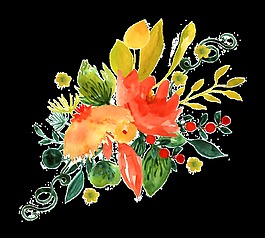 吉祥花叢透明素材