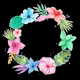 繽紛花圈透明素材