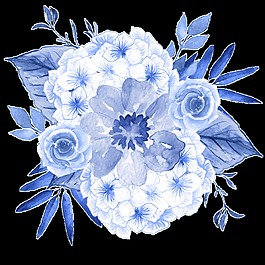 手繪水晶藍(lán)花束png透明素材