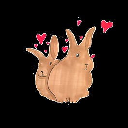 可愛的愛心兔子png透明素材