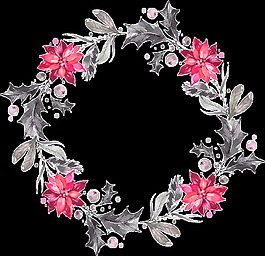 手绘高清灰红花藤环