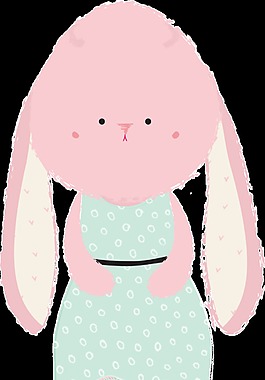 萌系連衣裙可愛兔子png透明素材