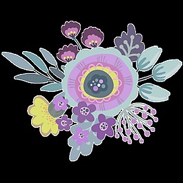 卡通涂鸦花卉png透明素材