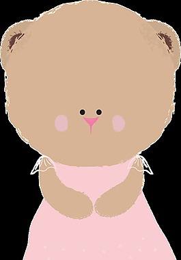 粉色裙子毛絨娃娃png透明素材