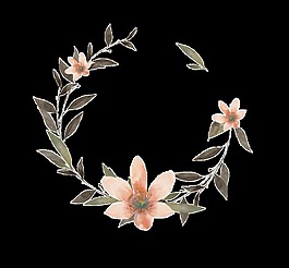 復(fù)古花枝透明素材
