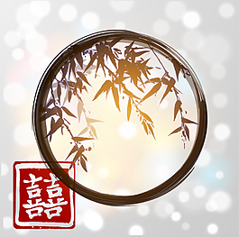 創(chuàng)意水墨風(fēng)竹子婚禮邀請(qǐng)卡背景