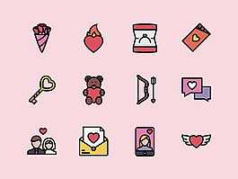 爱的彩色图标sketch素材