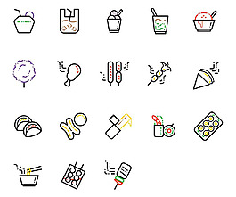 曼谷街頭食品的圖標Sketch素材