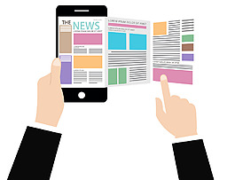 手機閱讀網絡新聞插畫矢量圖新聞類APP