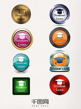 精美學士帽英文金屬圖標