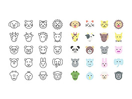 動物頭像圖標sketch素材