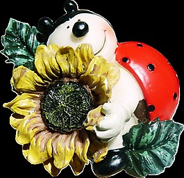 手繪開心抱著太陽花昆蟲png透明素材