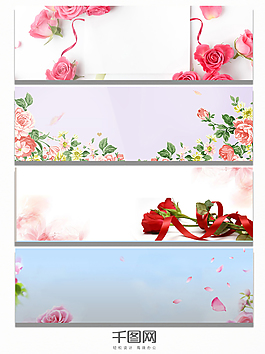 情人節(jié)玫瑰花瓣甜美海報(bào)banner背景