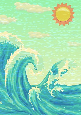 陽光海浪背景模版
