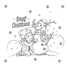 手繪卡通雪人插畫圖