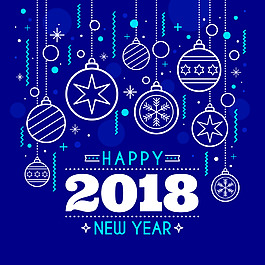 2018藍色圣誕元素新年海報素材