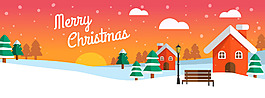 精美圣誕雪地主題banner背景