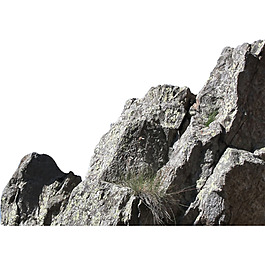青色石頭山png元素素材