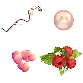 花瓣水果絲帶png元素素材