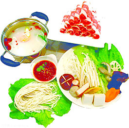 卡通火鍋美食png元素素材
