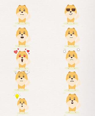 萌系狗表情包裝飾圖案
