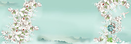 清新白色花朵banner背景素材