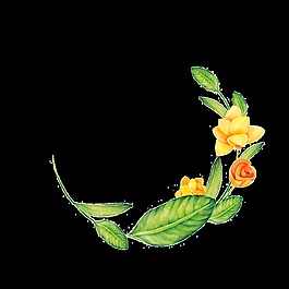 簡約綠葉花枝png透明素材