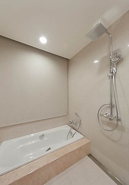 现代浴室杏色浴缸室内装修效果图