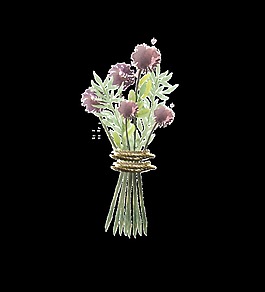 紫色水彩花束png透明素材
