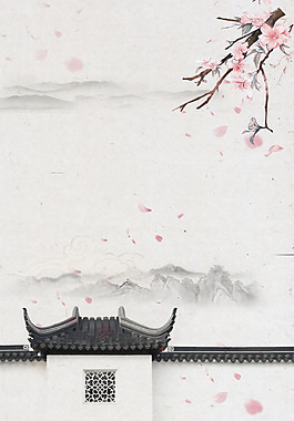 中國風(fēng)水墨桃花背景