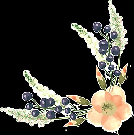 手绘粉色花朵藤蔓png透明素材