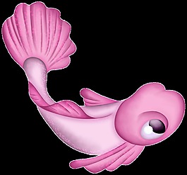 創(chuàng)意彩繪粉紅色海洋魚(yú)類(lèi)png透明素材