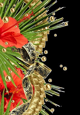 華麗設(shè)計感紅花植物png透明素材