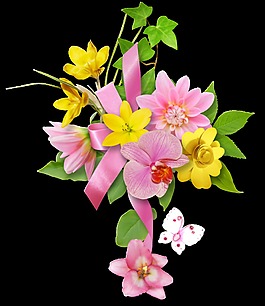 五彩繽紛節(jié)日花卉花束png透明素材