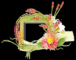 水彩彩繪鮮花框架png透明素材