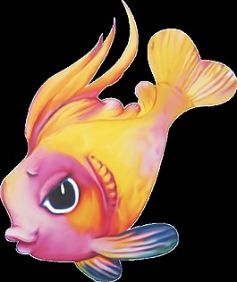 水彩彩繪嬌艷卡通魚png透明素材