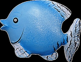 手繪水彩藍(lán)色魚png透明素材