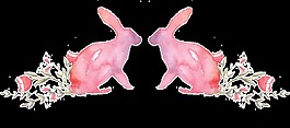 手繪水彩可愛兩只兔子png透明素材