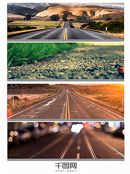 黃色公路道路汽車背景banner