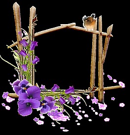 美麗鮮花樹枝框架png透明素材