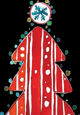 圣誕節(jié)元素紅色圣誕樹(shù)透明素材